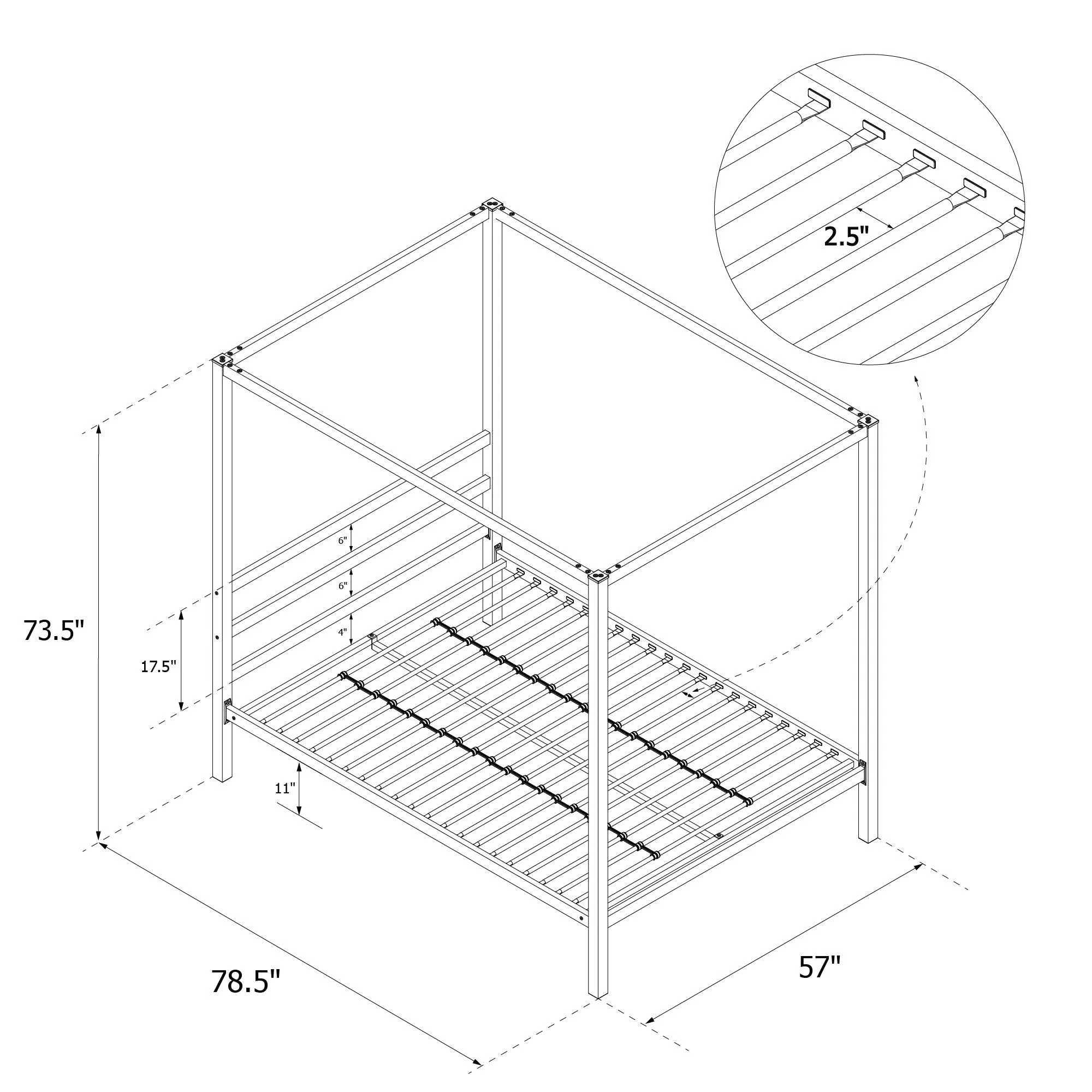 Modern Metal Canopy Bed Frame