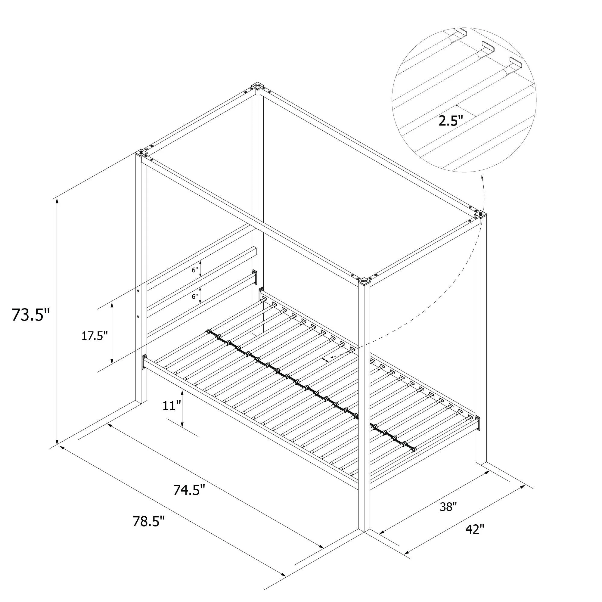 Modern Metal Canopy Bed Frame