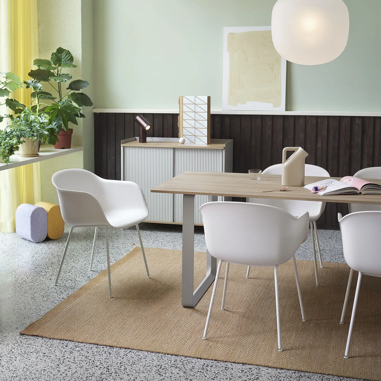 muuto | 70/70 table | solid oak   grey base 225x90cm