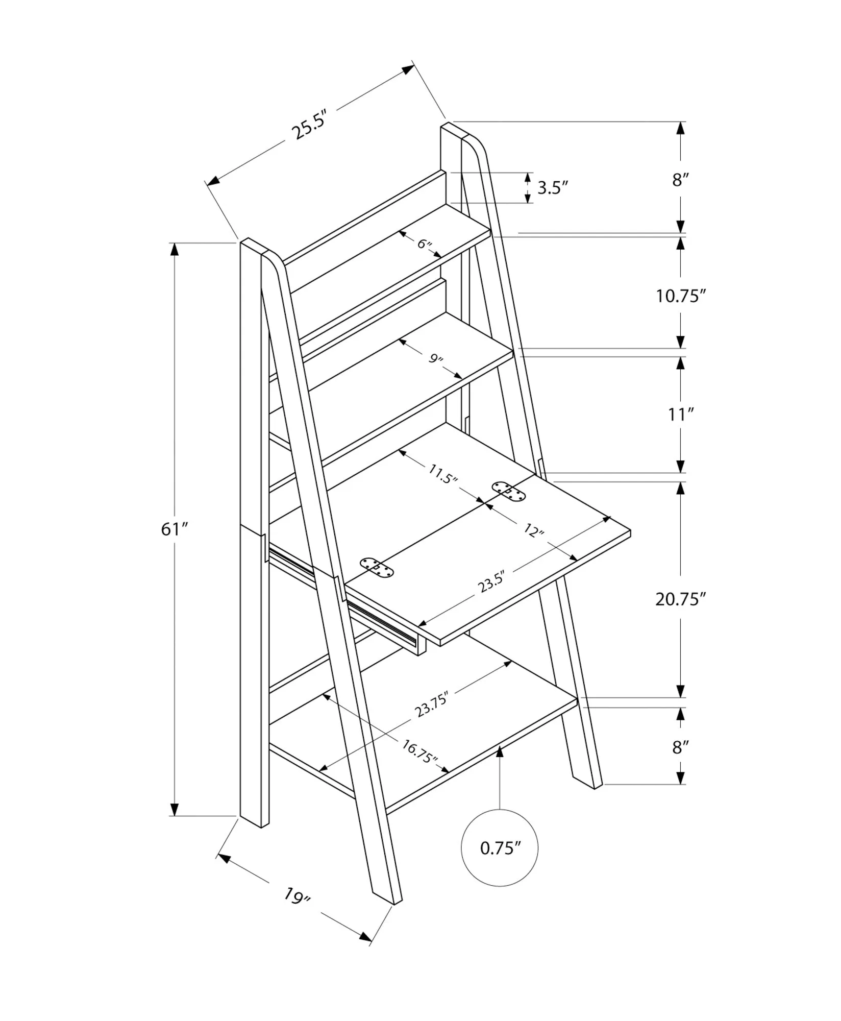 OFFICE SERIES - 61"H / WHITE LADDER STYLE