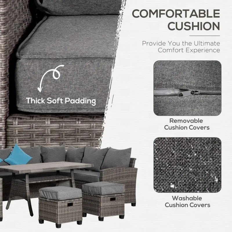 Outsunny 6 Piece Patio Wicker Conservatory Sofa Set - 860-193GY