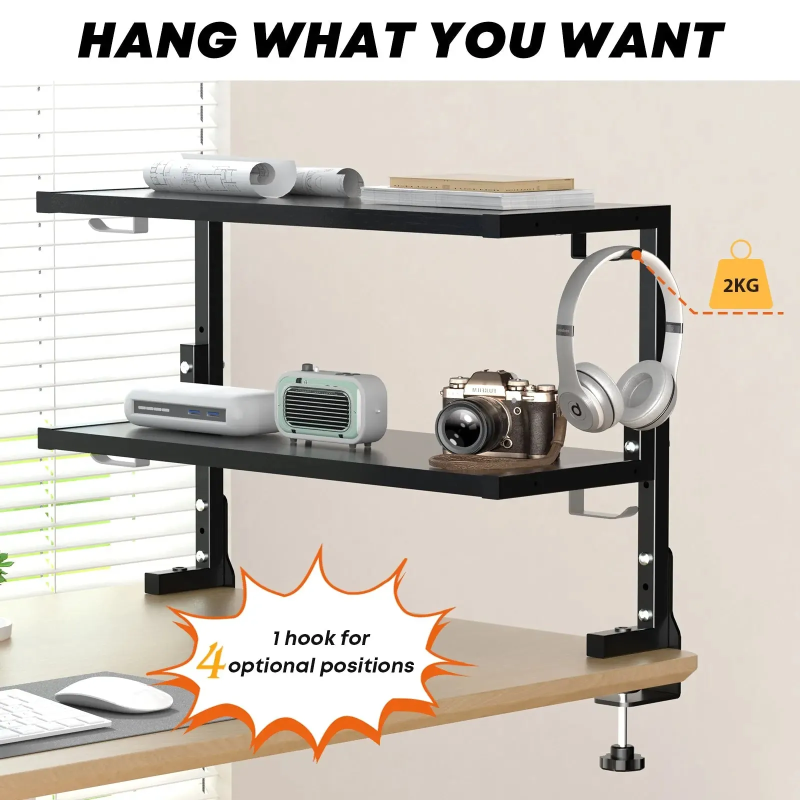 PUTORSEN Desk Shelf Clamp-On Above or Under