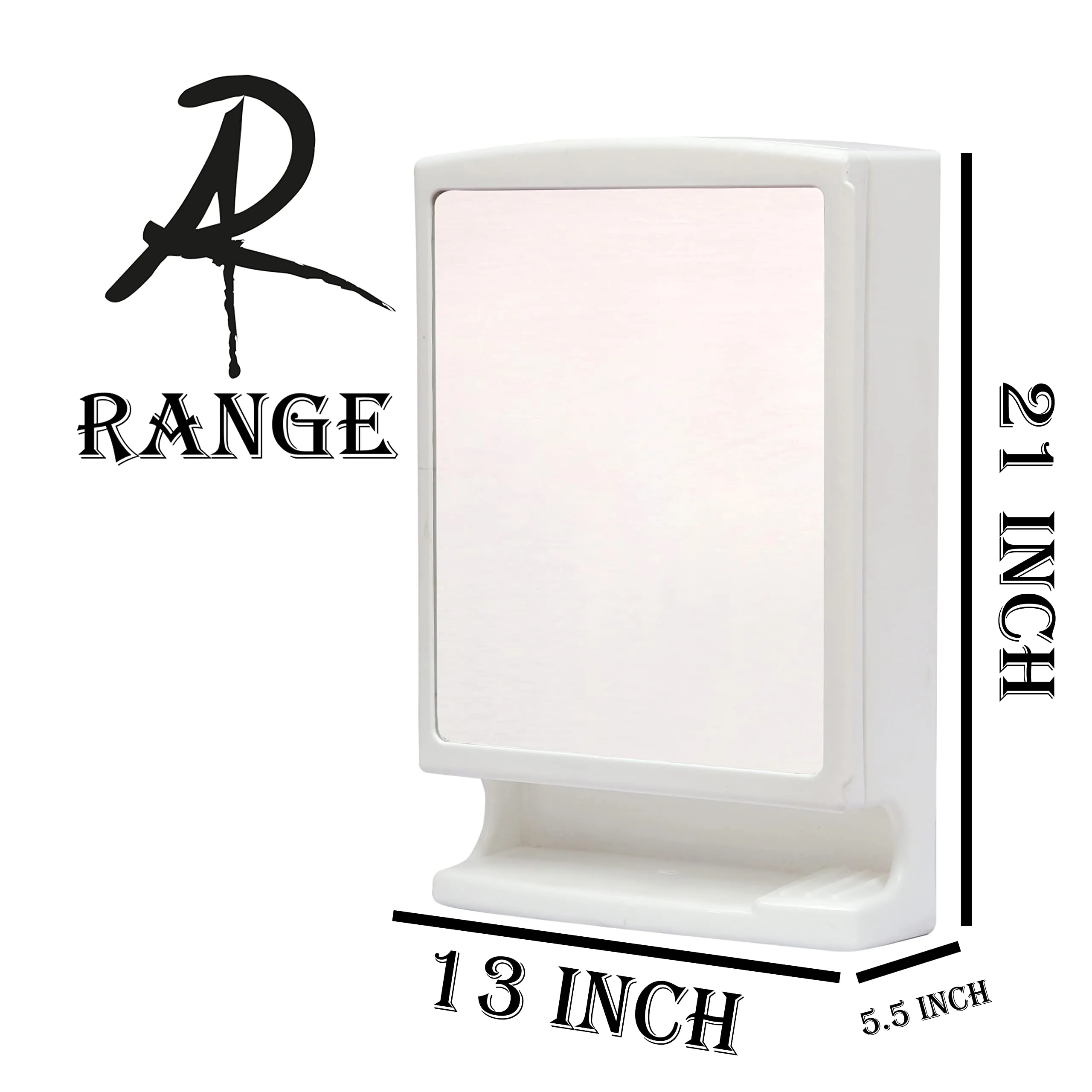 Range PVC Bathroom Mirror Cabinet Heavy Rich Look with Mirror Storage Organizer (21”X13”)– White