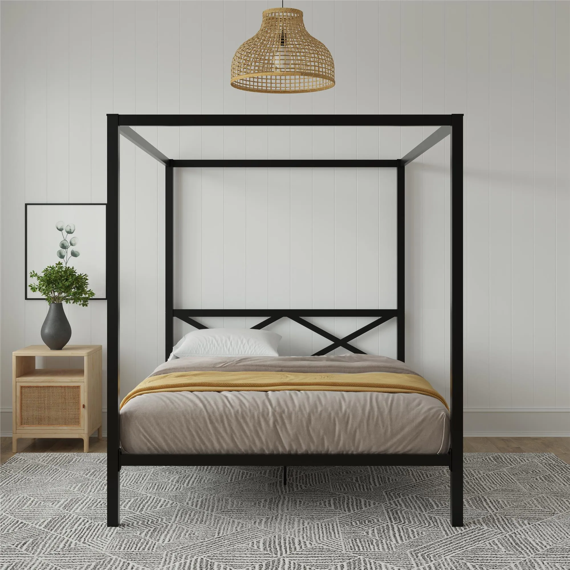 Remna Metal Canopy Platform Bed Frame