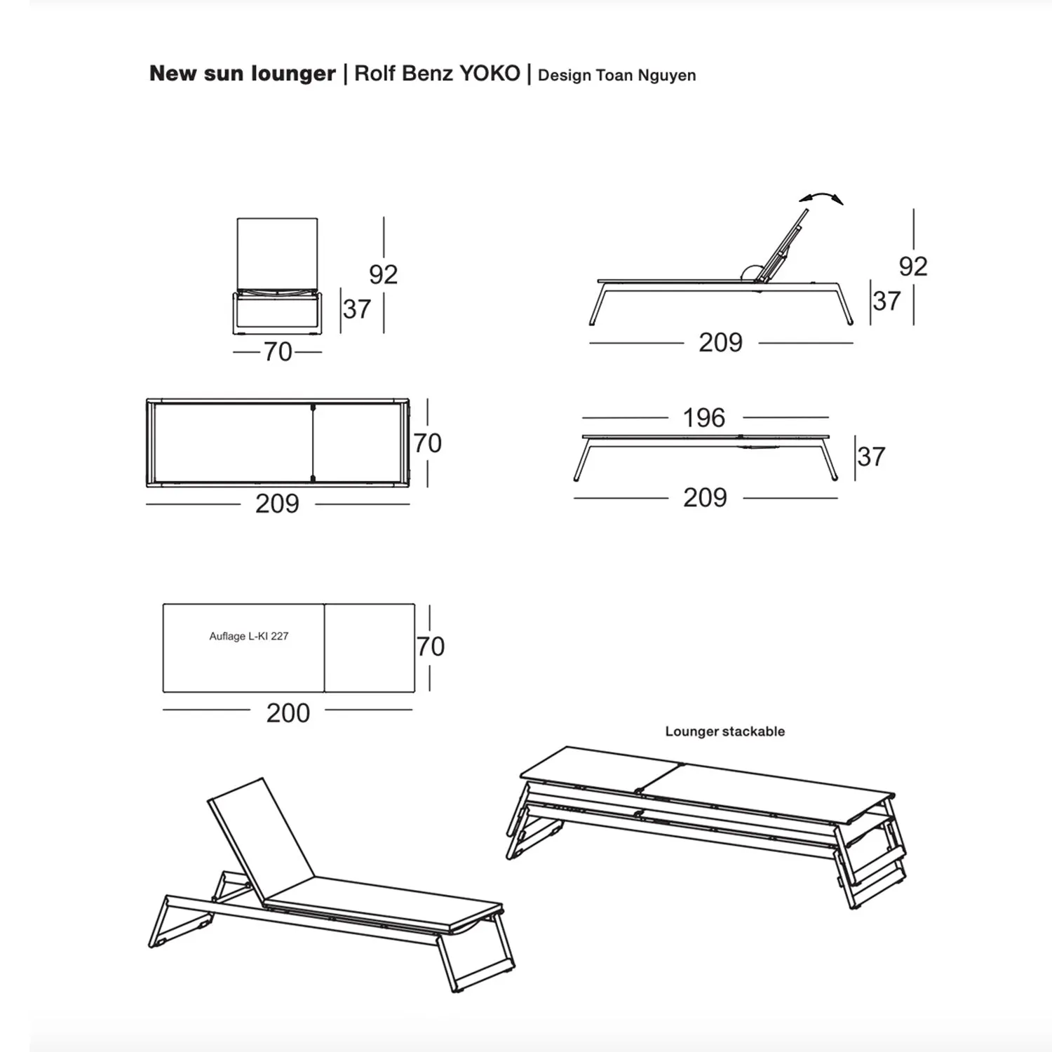 rolf benz | yoko outdoor sun lounger | bianco