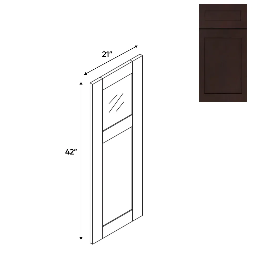 RTA - Beech Espresso - Wall Glass Door - Left - 21"W x 42"H - BE-WGD2142L