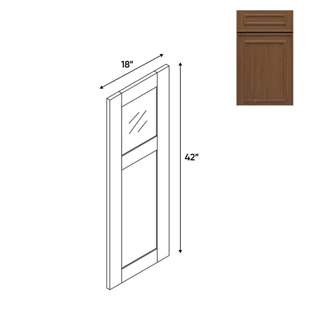 RTA - Elegant Shaker Mocha - 18"W x 42"H -Wall Glass Door - Right