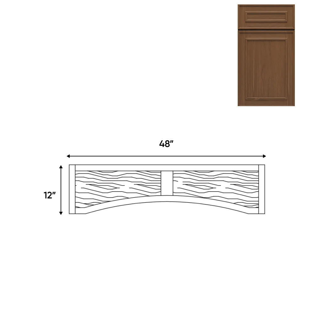 RTA - Elegant Shaker Mocha - 48"W x 12"H - Valance (Raised Wood Panel)