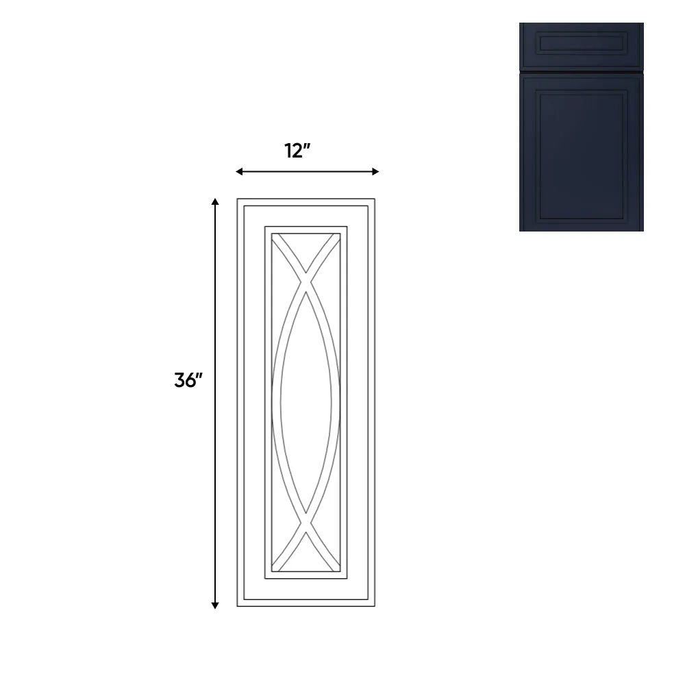 RTA - Elegant Shaker Navy - 12"W x 36"H -Wall Decoration Glass Door