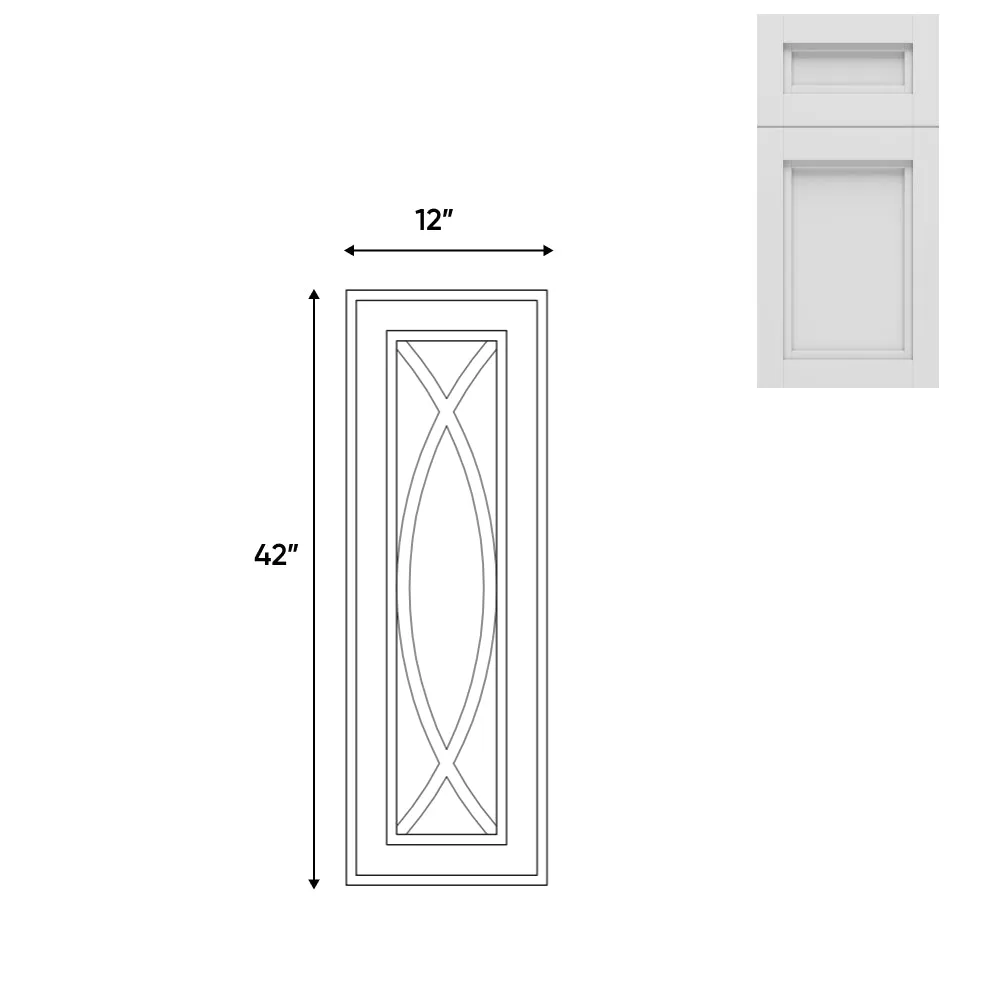 RTA - Havana Blanco - Wall Decoration Glass Door - 12"W x 42"H - HAB-WD1242GD