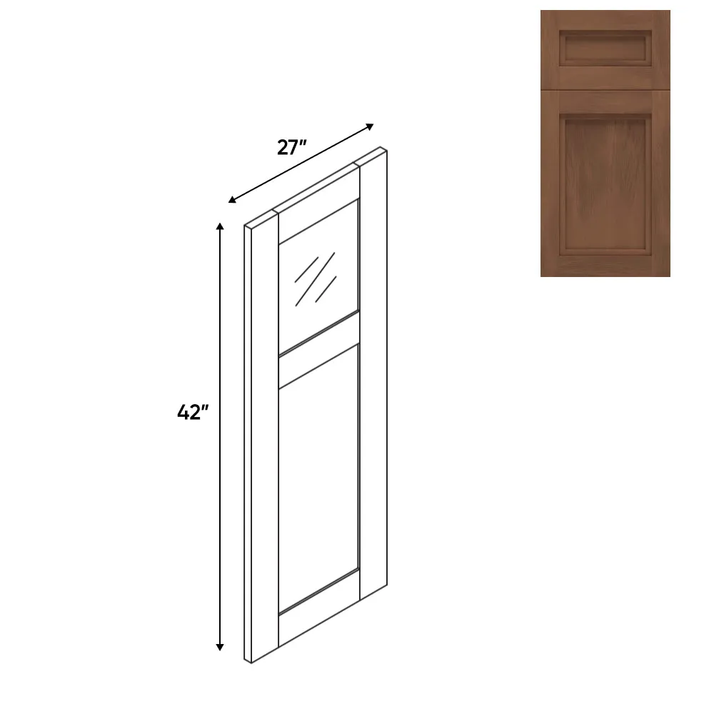 RTA - Havana Walnut - Wall Glass Door - Left - 27"W x 42"H - HAW-WGD2742