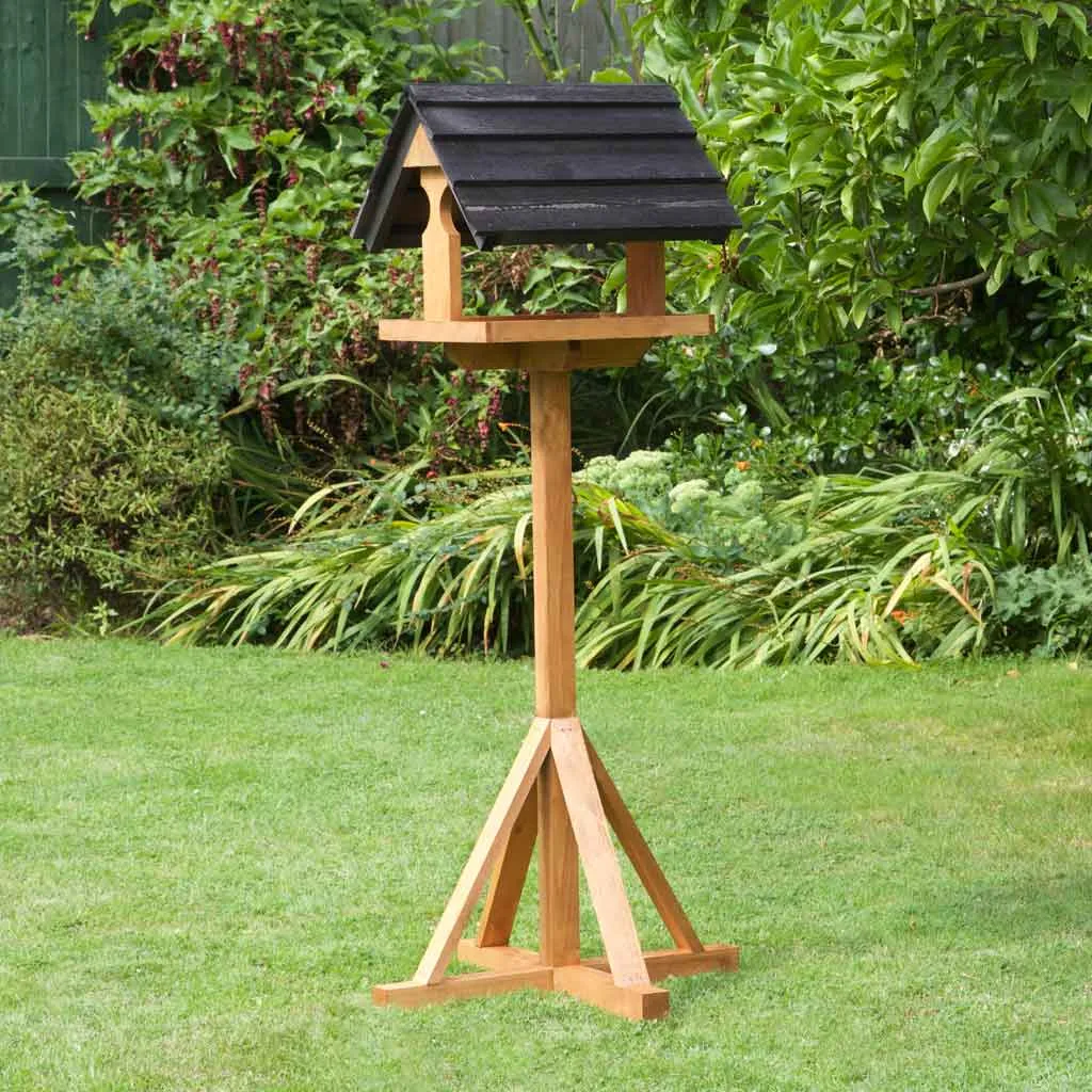 Sarre Black Wild Bird Feeding Table | Stylish Black Roof