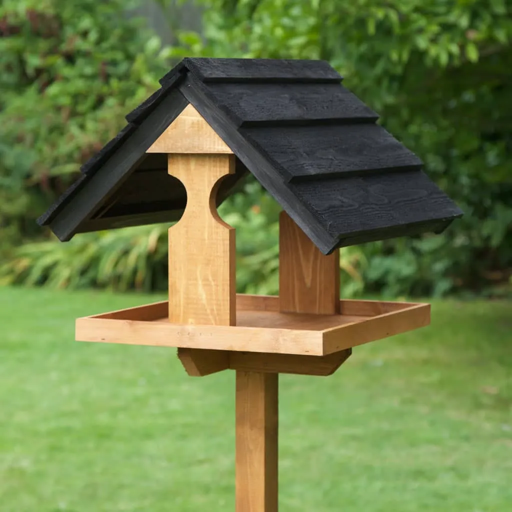 Sarre Black Wild Bird Feeding Table | Stylish Black Roof