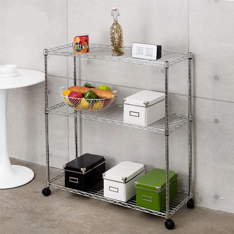 Stainless steel movable shelves  Household kitchen storage shelves 3 layers Bathroom Shelves