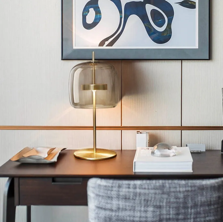 Stellar Modern Glass and Gold Table Lamp