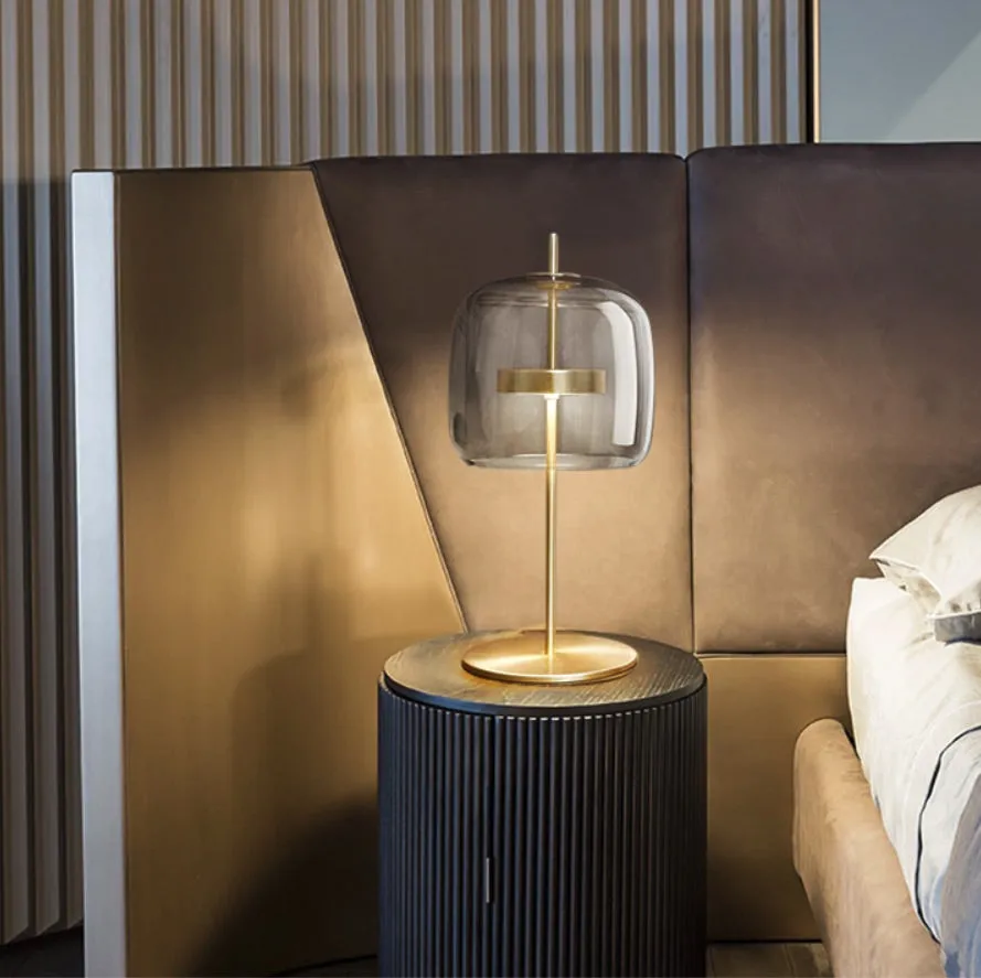 Stellar Modern Glass and Gold Table Lamp