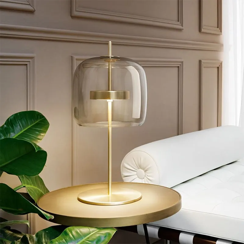 Stellar Modern Glass and Gold Table Lamp