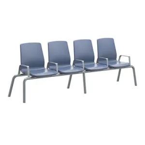 Structured Seating 2 Seats Arms/Dividers, Glides, Blue Grey