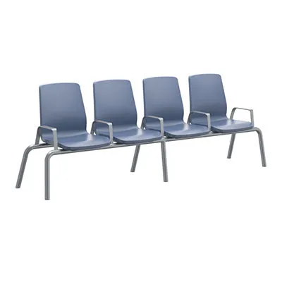 Structured Seating 2 Seats Arms/Dividers, Glides, Blue Grey