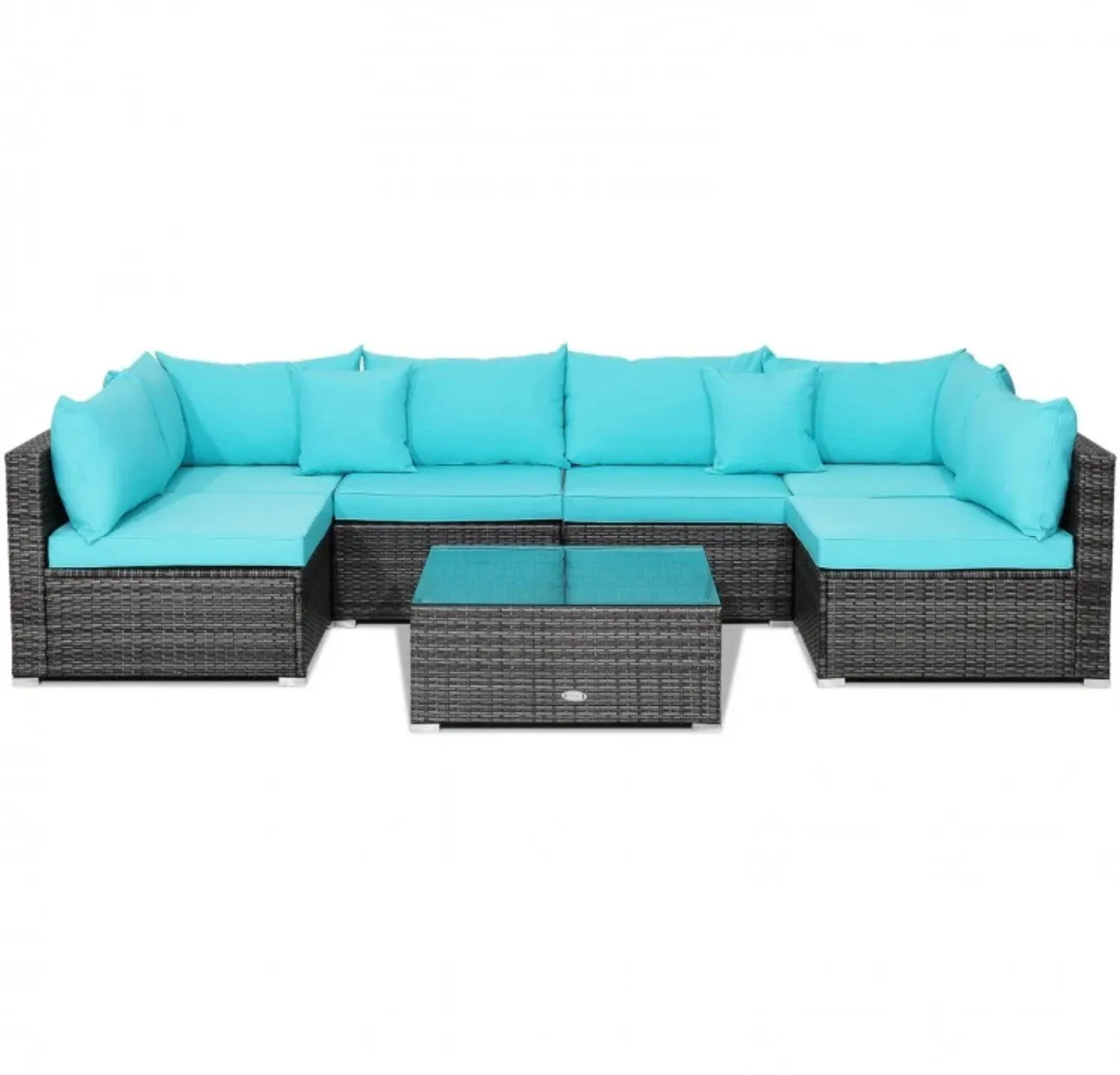 Super Elegant & Relaxing 7 Piece Patio Furniture Rattan Set With Sectional Sofa | Cushions