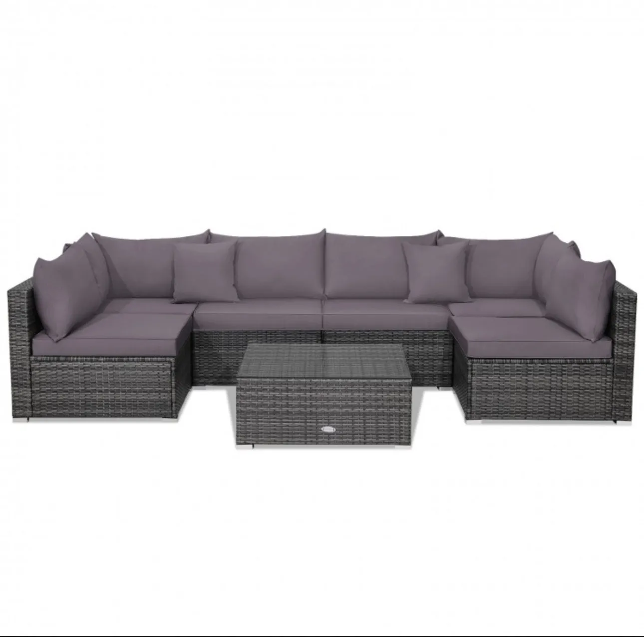 Super Elegant & Relaxing 7 Piece Patio Furniture Rattan Set With Sectional Sofa | Cushions