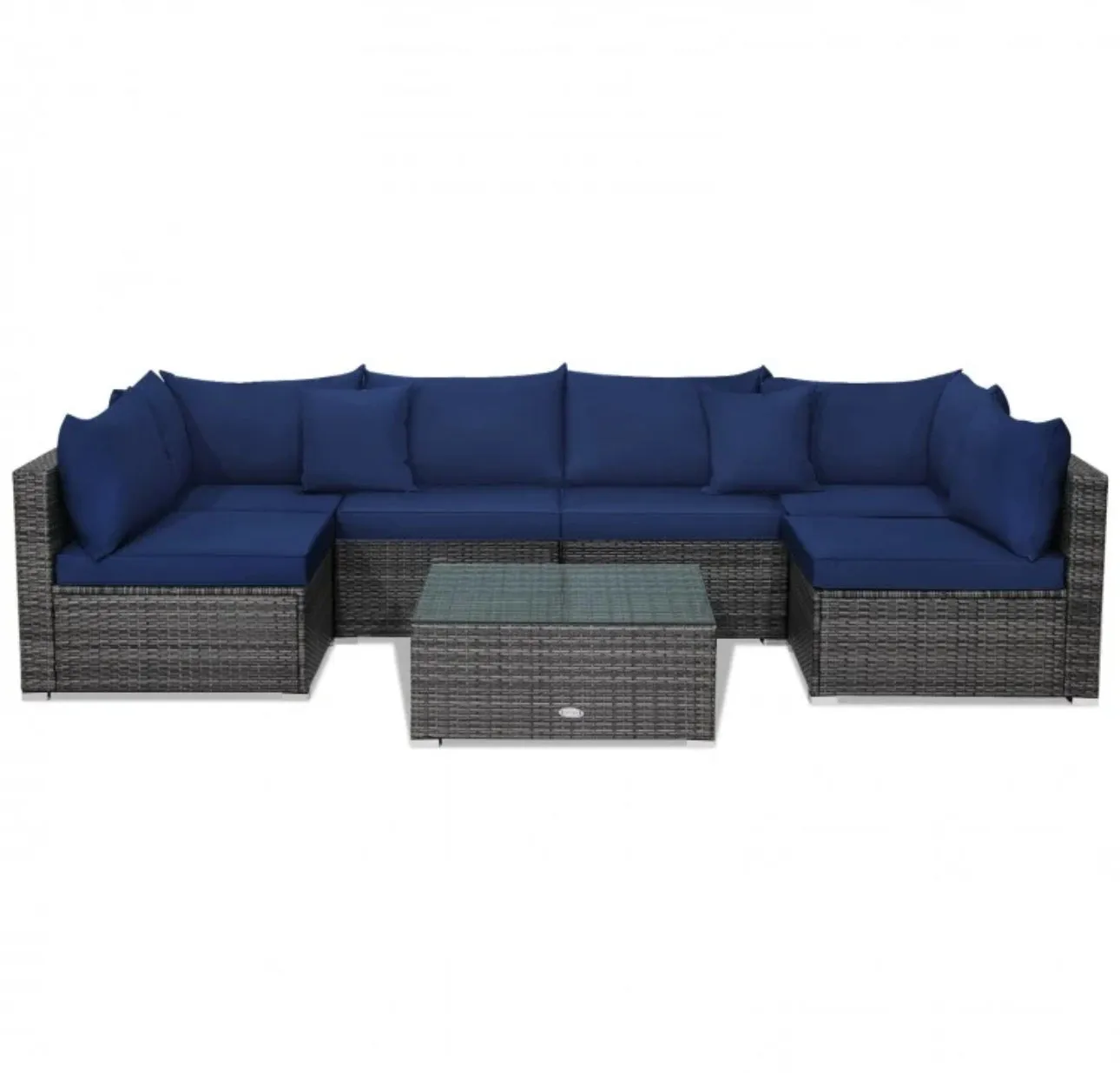 Super Elegant & Relaxing 7 Piece Patio Furniture Rattan Set With Sectional Sofa | Cushions