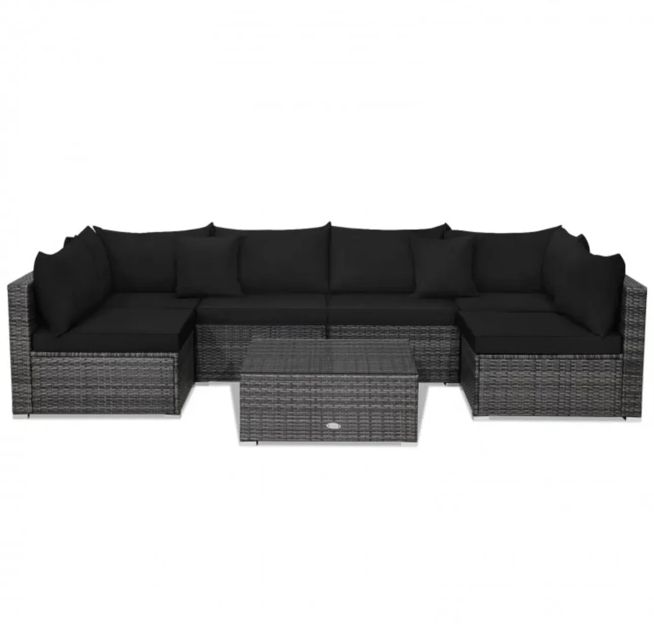 Super Elegant & Relaxing 7 Piece Patio Furniture Rattan Set With Sectional Sofa | Cushions