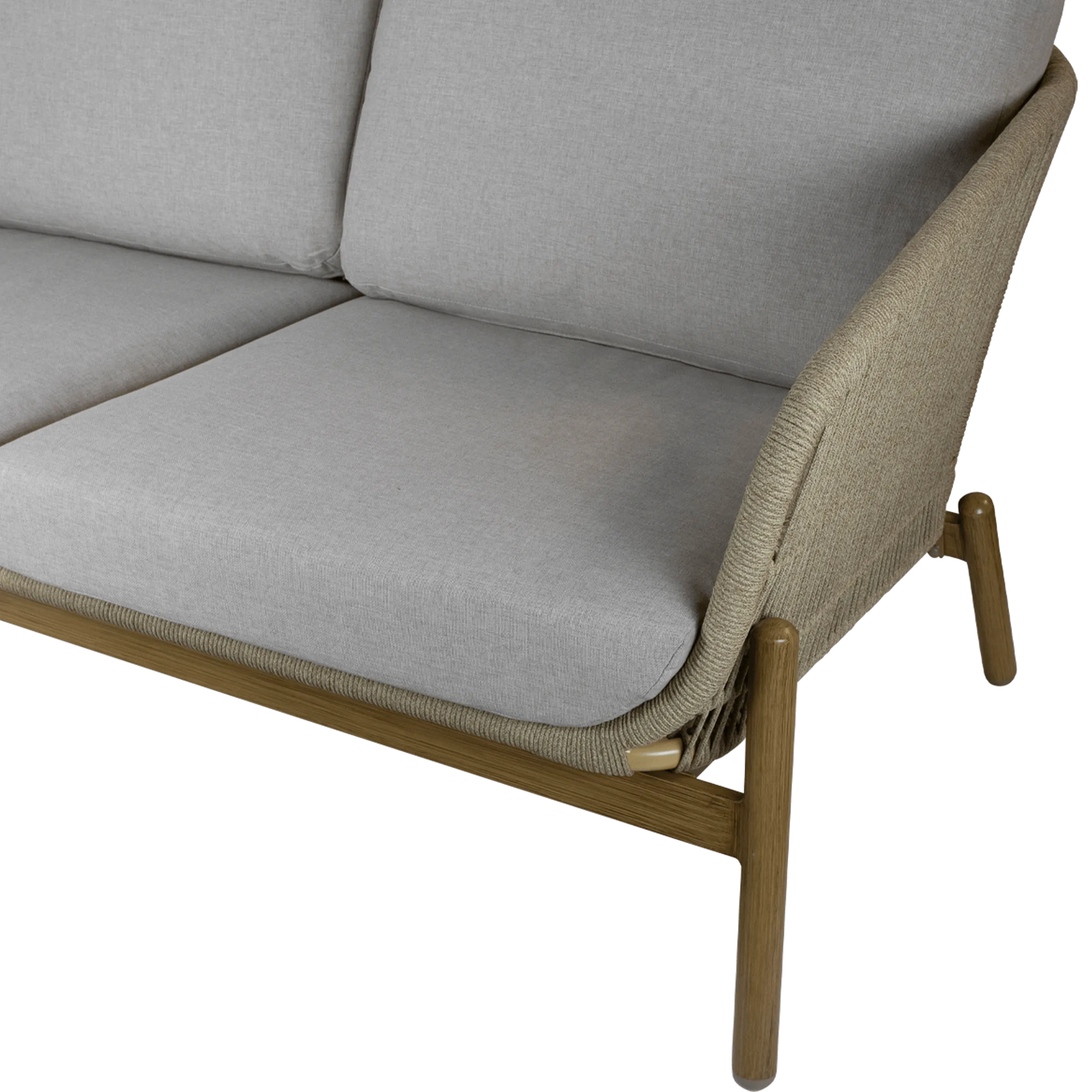 Tahiti 2 Seater with Eco Olefin Rope, Sahara Sand Spunpoly Cushions and Aluminium Frame