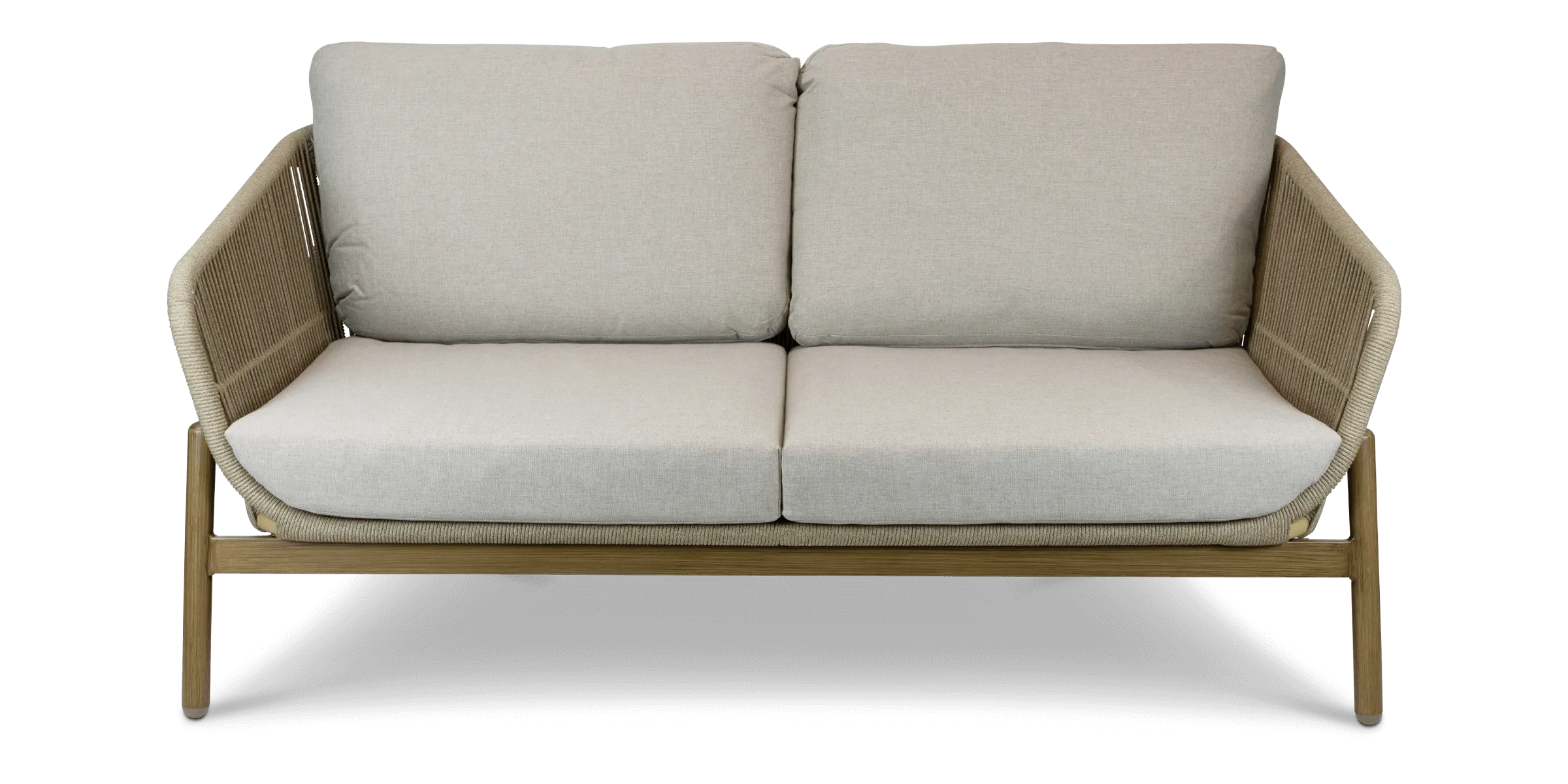 Tahiti 2 Seater with Eco Olefin Rope, Sahara Sand Spunpoly Cushions and Aluminium Frame