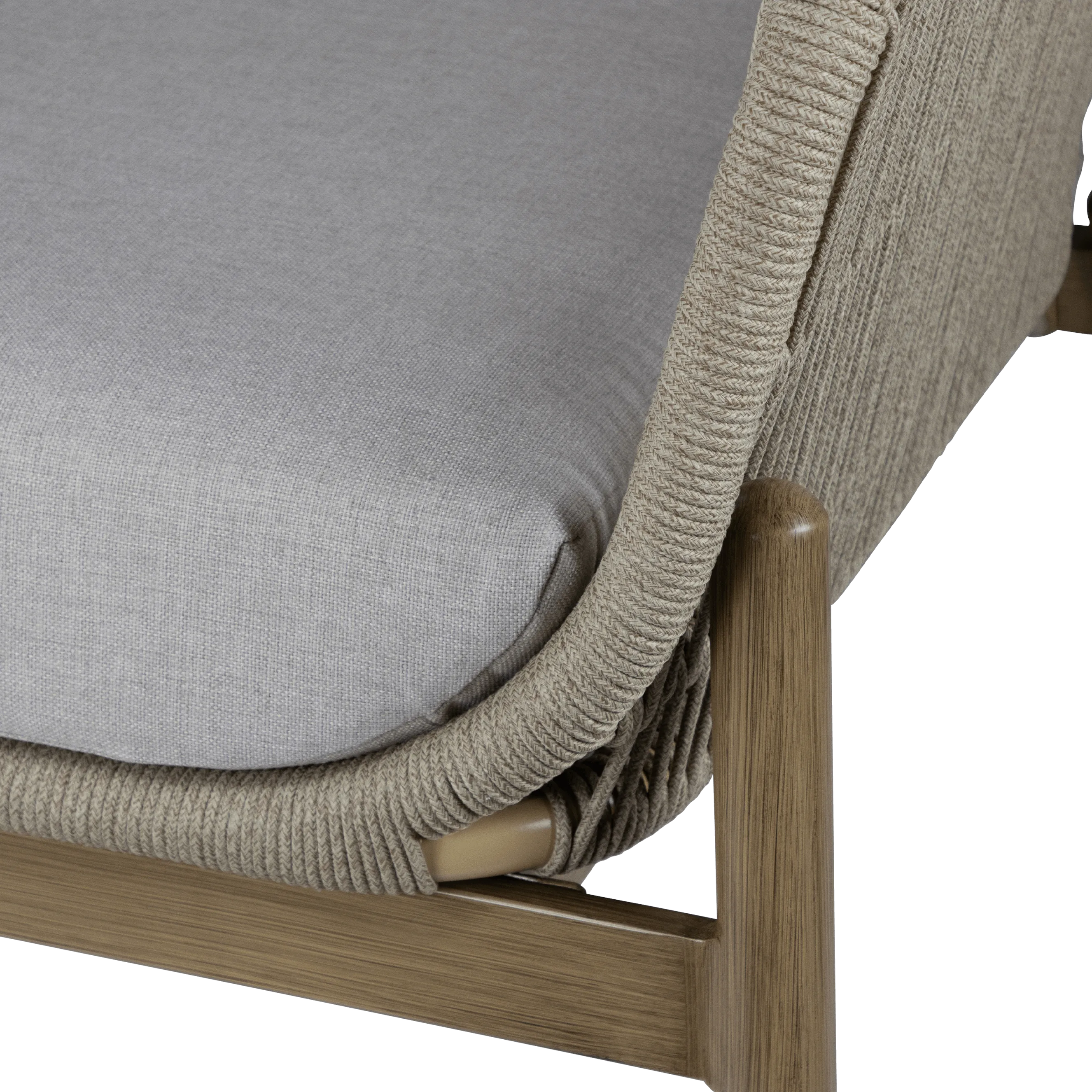 Tahiti Armchair with Eco Olefin Rope, Sahara Sand Spunpoly Cushions and Aluminium Frame