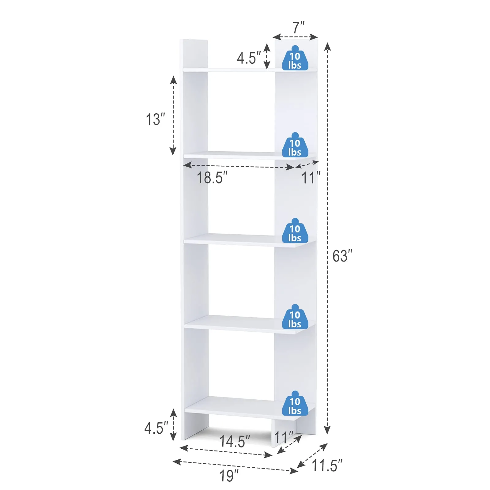 Tangkula 5-Shelf Bookcase,Freestanding Decorative Storage Shelving