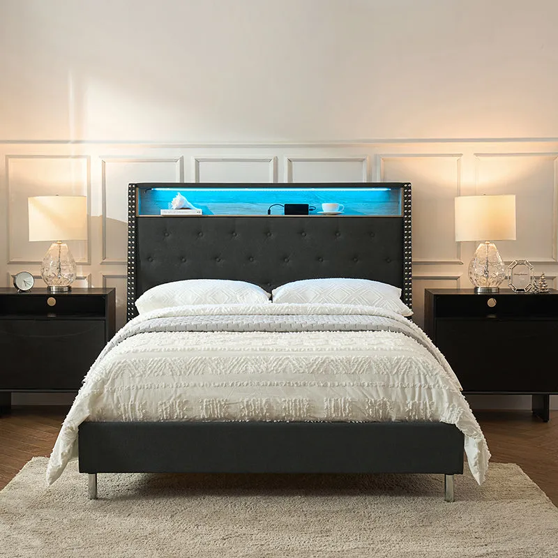 Tomas 61.5" Storage Bed with Built-in Outlets and Night Light