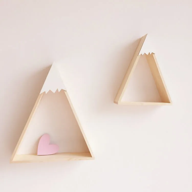 Triangular Wooden Mountain House Storage Rack | White