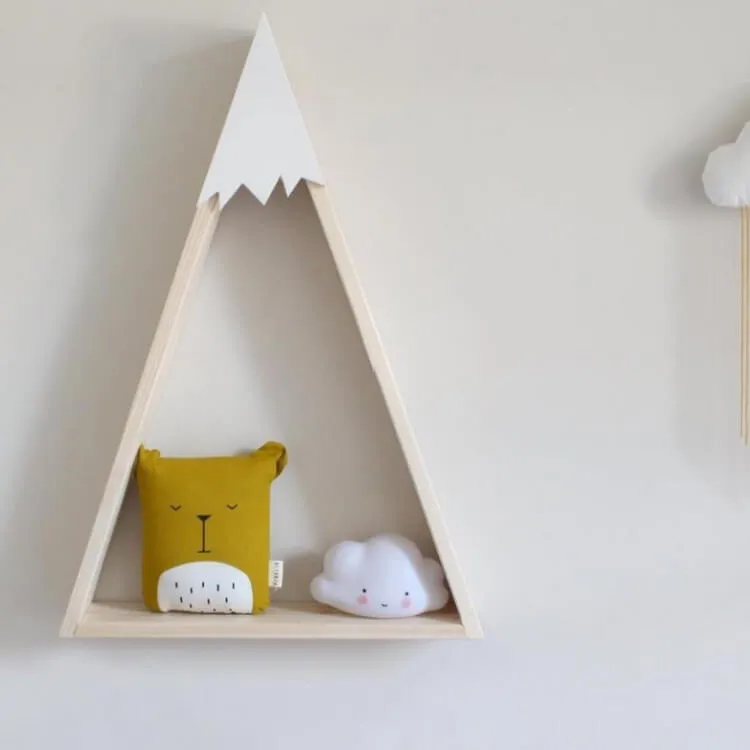 Triangular Wooden Mountain House Storage Rack | White