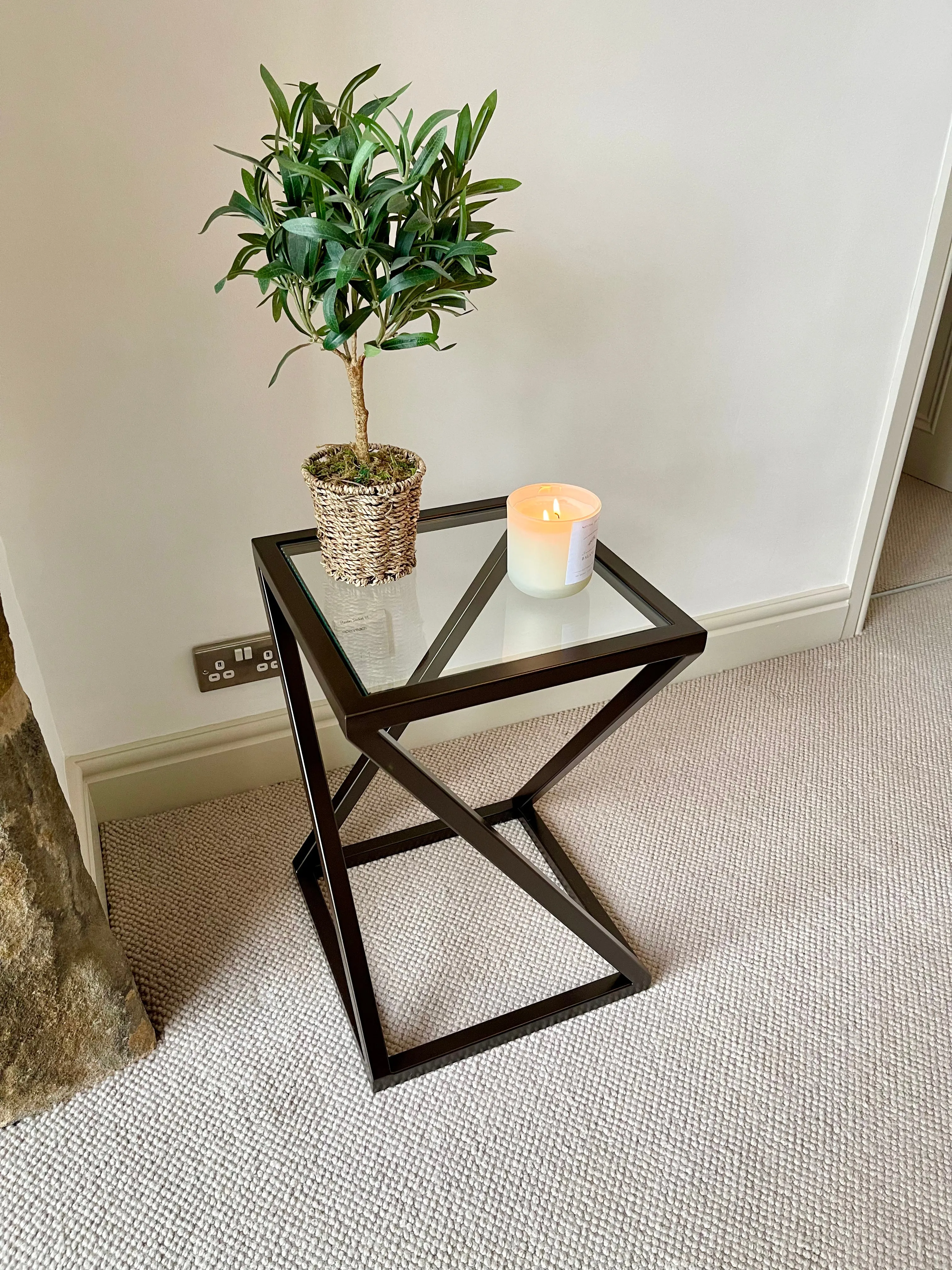 Twisted Glass Side End Table Dark Bronze