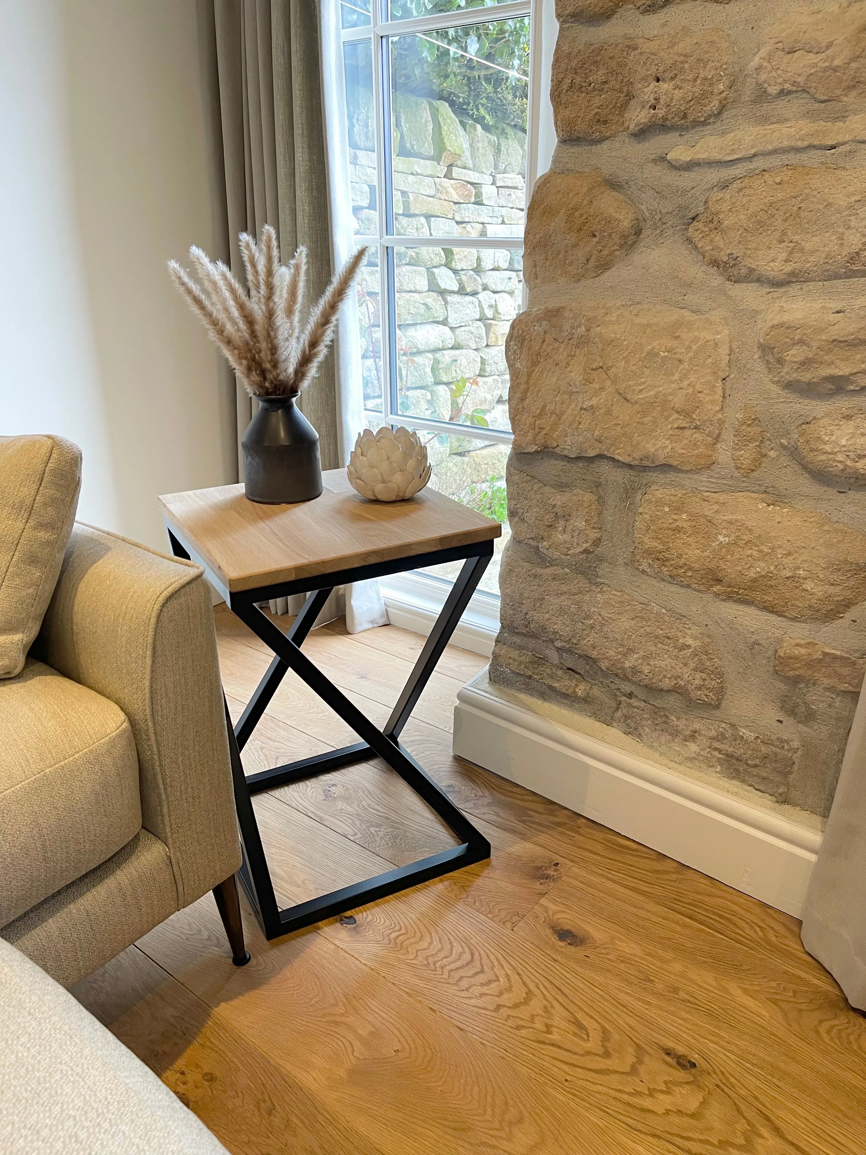 Twisted Oak Top Side End Table