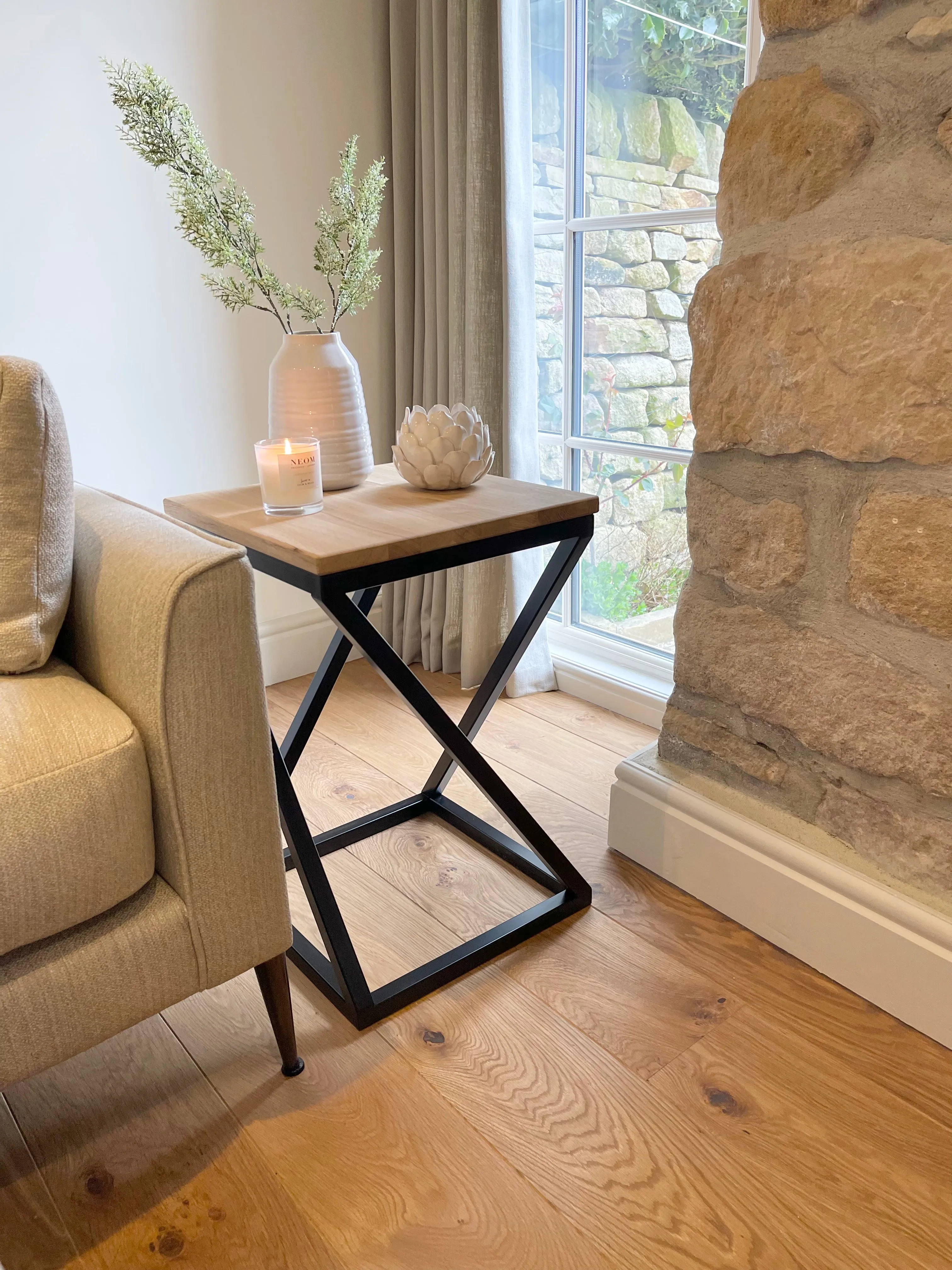 Twisted Oak Top Side End Table