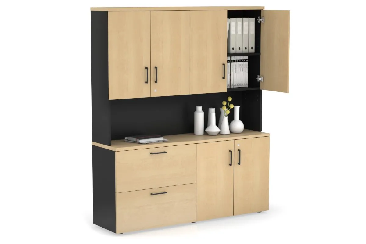 Uniform Small 2 Drawer Lateral File and 2 Door Cupboard - Hutch with Doors