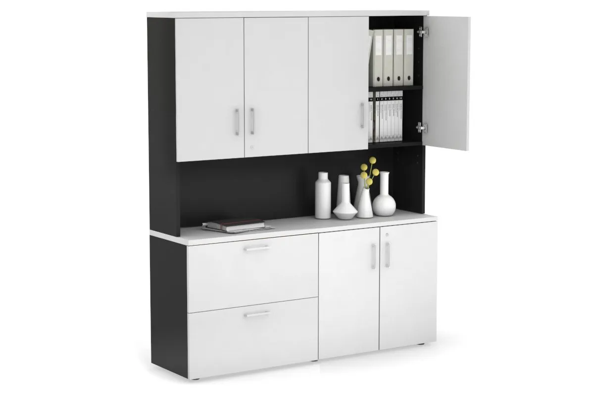 Uniform Small 2 Drawer Lateral File and 2 Door Cupboard - Hutch with Doors