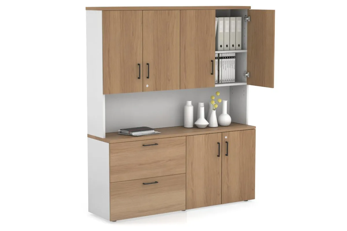 Uniform Small 2 Drawer Lateral File and 2 Door Cupboard - Hutch with Doors