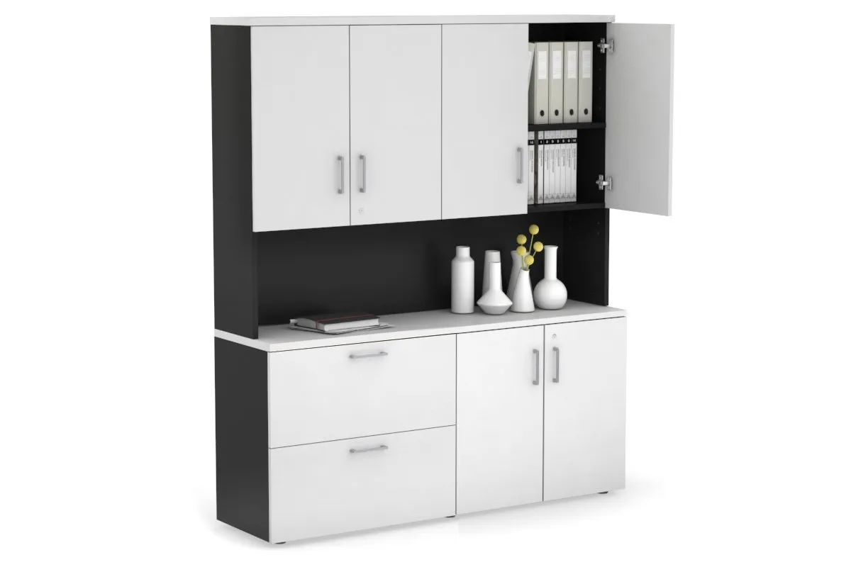 Uniform Small 2 Drawer Lateral File and 2 Door Cupboard - Hutch with Doors