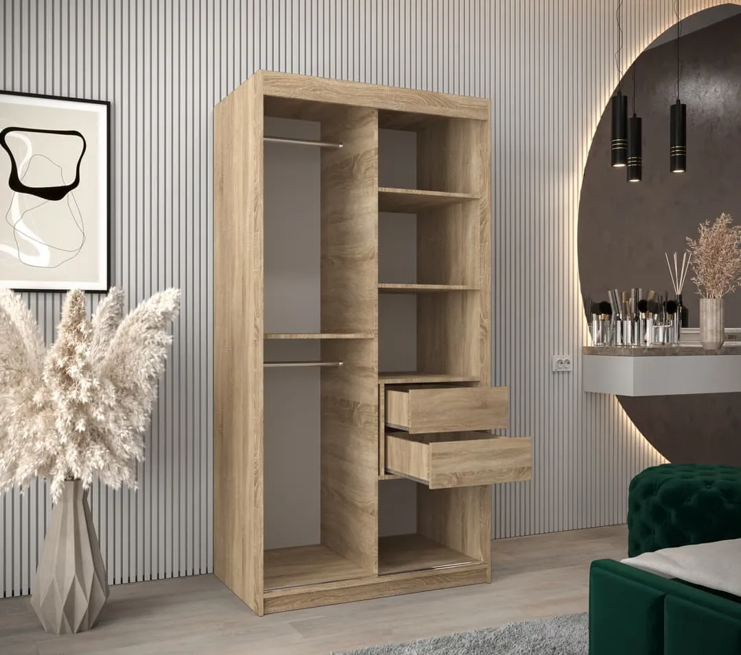 Uppsala T3 Sliding Door Wardrobe 100cm