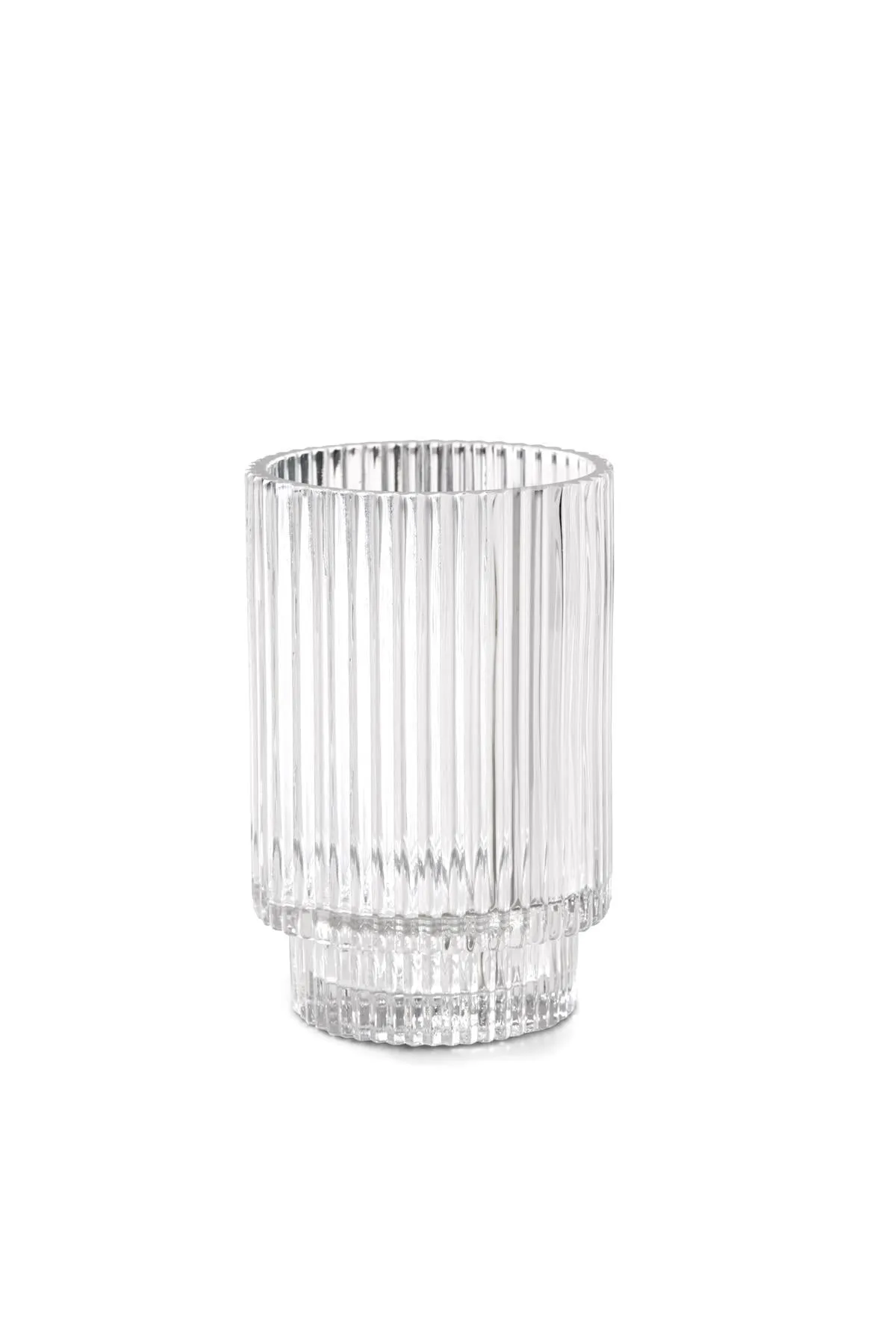 valiant Slim Clear Ribbed Glass Votive Holder, Christmas, Home DÃ©cor, Pack of 24 Pleated Clear 5" Tall