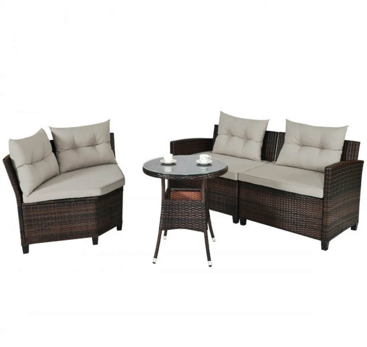 Very Comfortable 4 Piece Outdoor Patio Cushioned Rattan Furniture Sofa Set | Multipurpose | Heavy Duty Rattan | In 3 Colours