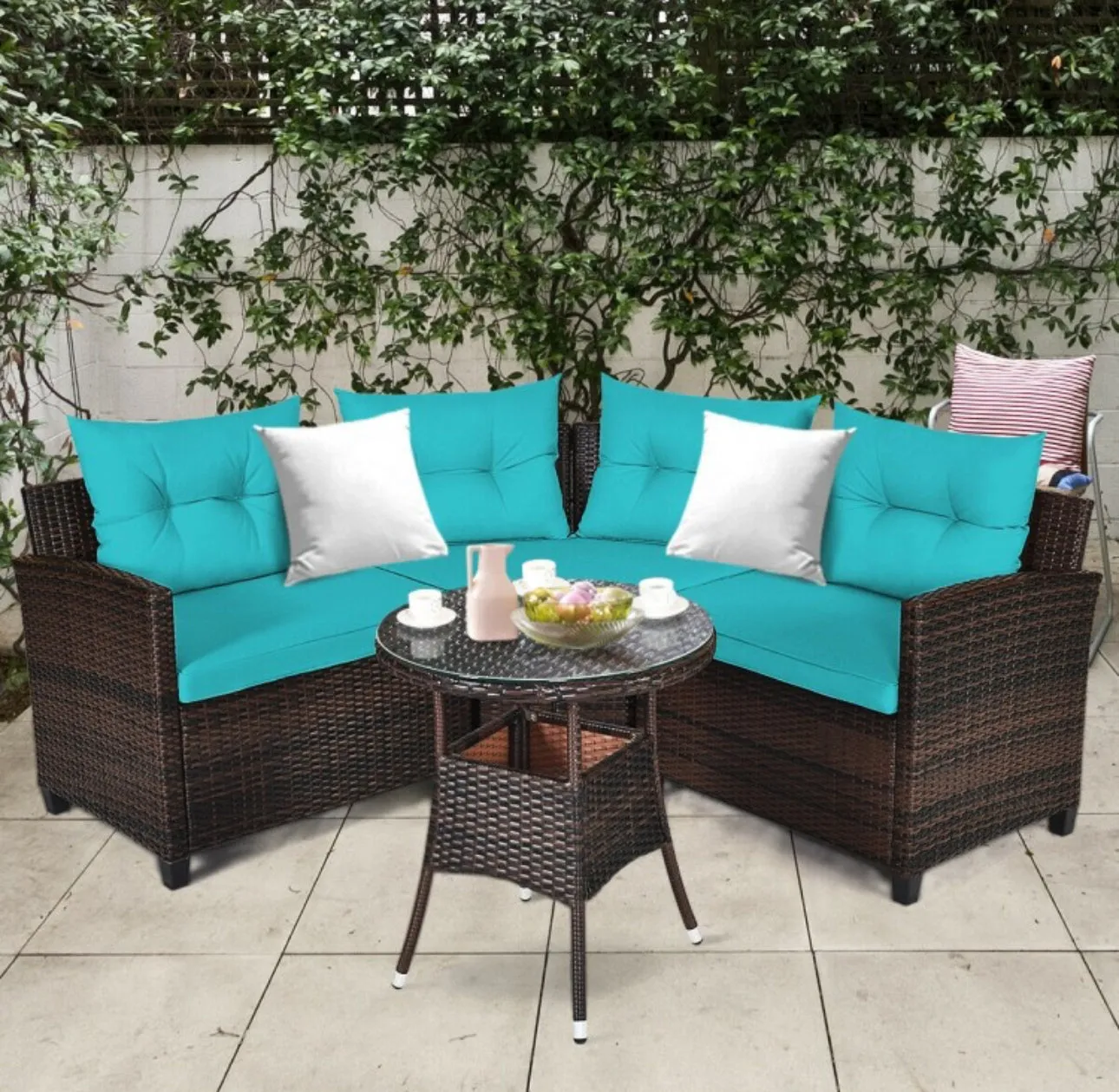 Very Comfortable 4 Piece Outdoor Patio Cushioned Rattan Furniture Sofa Set | Multipurpose | Heavy Duty Rattan | In 3 Colours