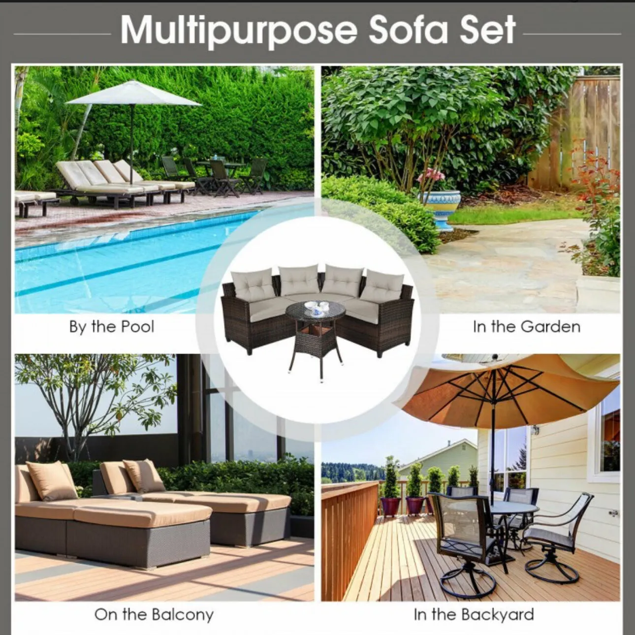 Very Comfortable 4 Piece Outdoor Patio Cushioned Rattan Furniture Sofa Set | Multipurpose | Heavy Duty Rattan | In 3 Colours