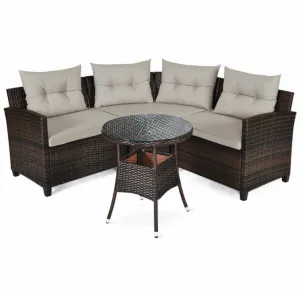 Very Comfortable 4 Piece Outdoor Patio Cushioned Rattan Furniture Sofa Set | Multipurpose | Heavy Duty Rattan | In 3 Colours