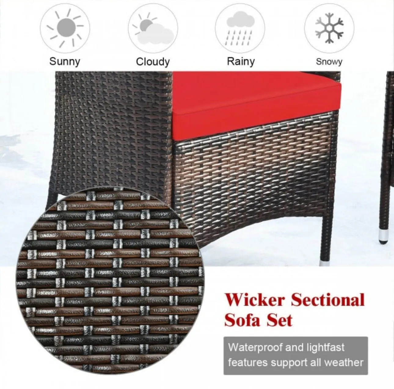 Very Elegant & Relaxing 4 Piece Outdoor Rattan / Wicker Sofa Patio Set With Heavy Duty Glass Coffee Table