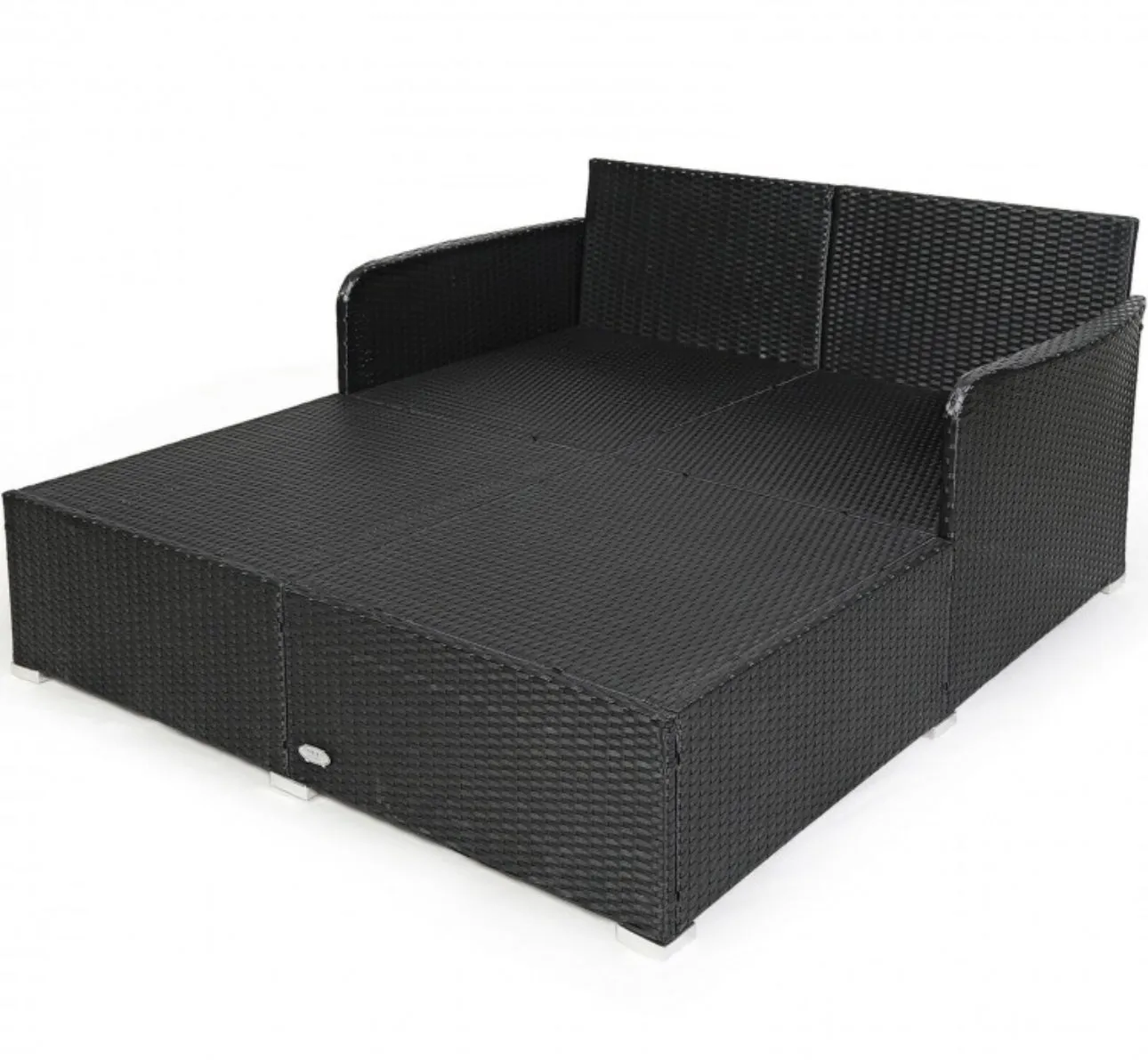 Very Relaxing XXL Spacious Outdoor Rattan Patio Day Bed | Upholstered Extremely Comfortable Cushions, Pillows | Sectional Furniture Set