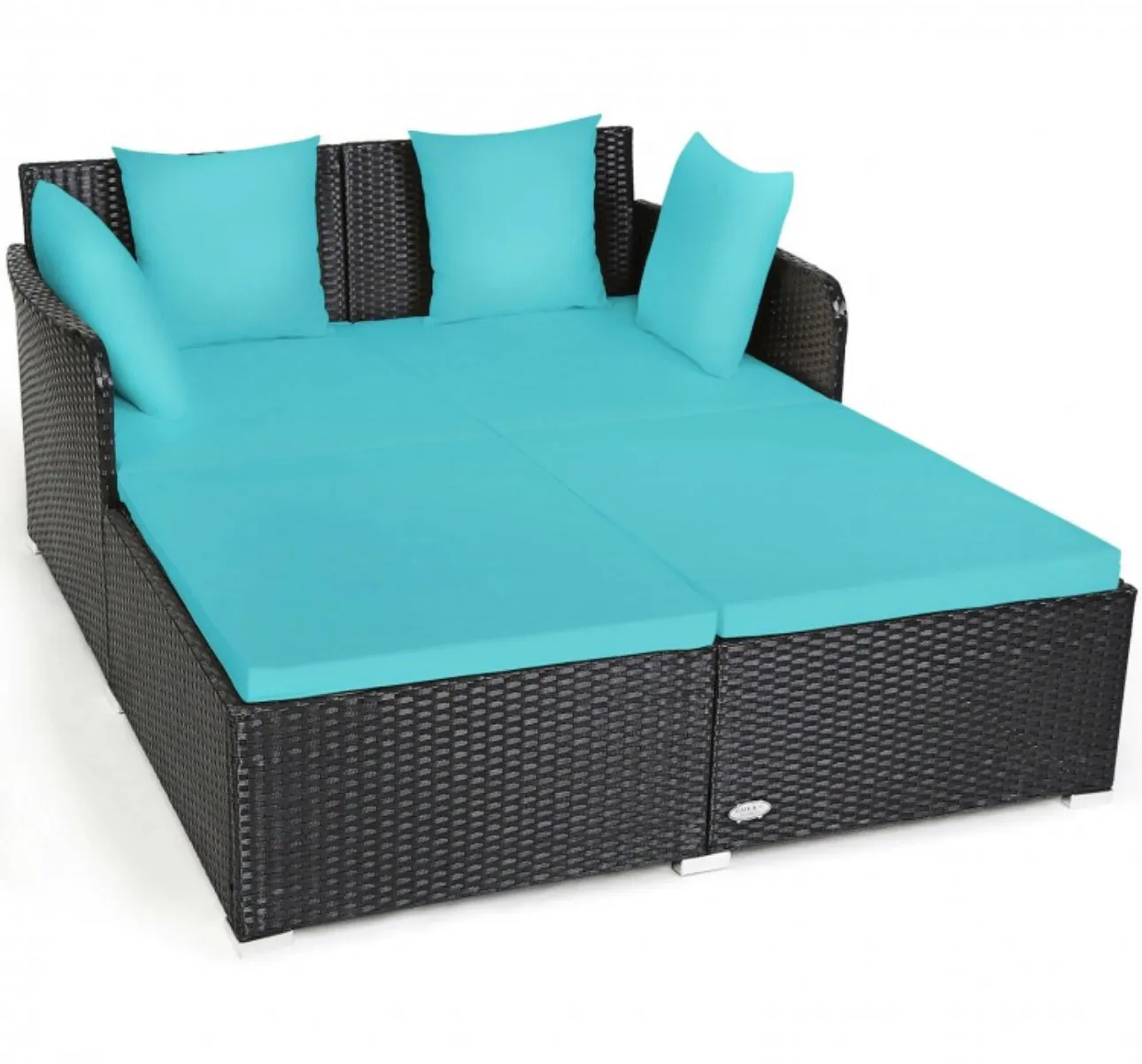 Very Relaxing XXL Spacious Outdoor Rattan Patio Day Bed | Upholstered Extremely Comfortable Cushions, Pillows | Sectional Furniture Set